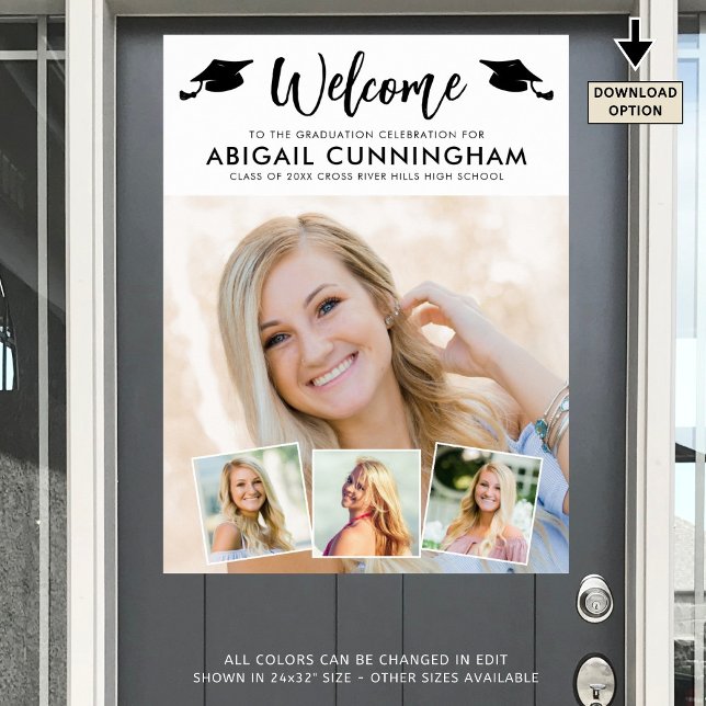 Modern Graduate Welcome 4 Photos Simple Script Poster (Creator Uploaded)