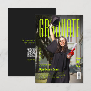 Modern Graduate Yellow Grad Graduation Invitation