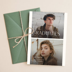 Modern Graduates Double Joint Graduation Thank You Postcard