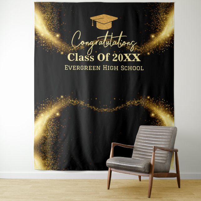 Modern Graduates Graduation Photo Booth Backdrop Tapestry (In Situ)