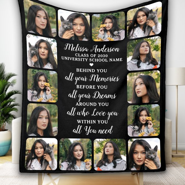 Modern Graduation 14 Photo Inspirational Graduate Fleece Blanket (Creator Uploaded)