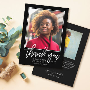 Modern Graduation 2022 Photo Black Thank You Card