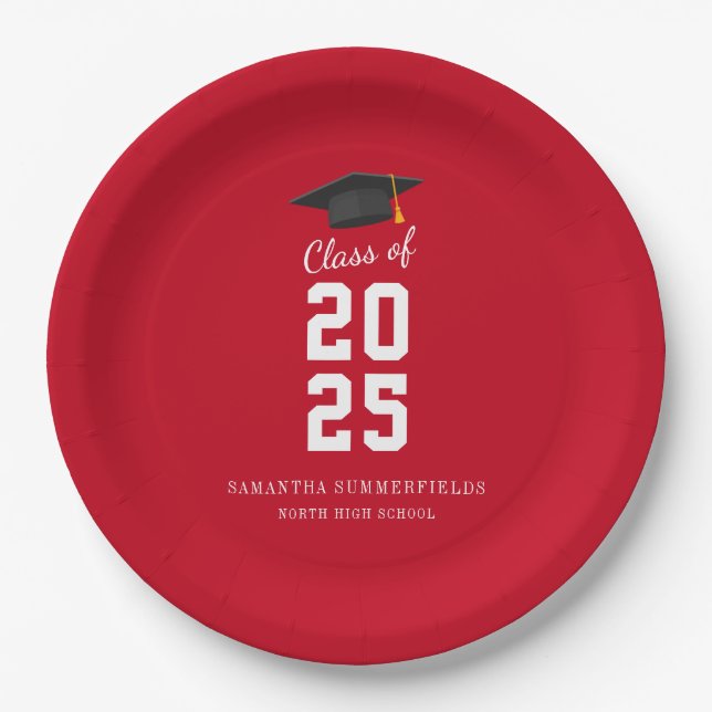 Modern Graduation 2025 Elegant Grad Party Paper Plate (Front)
