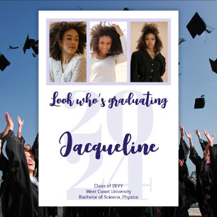 Modern Graduation 2025 Purple Script Photo Collage Invitation