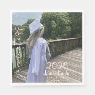 Modern Graduation 2026 Pink Bow Photo Napkin