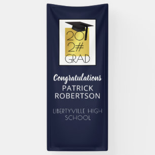 Modern Graduation 20XX GRAD Navy Blue Gold Door Banner