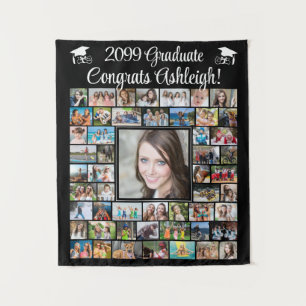 Modern Graduation 52 Photo Collage Custom Tapestry