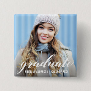 Modern Graduation Announcement Graduate Photo 2 Inch Square Button