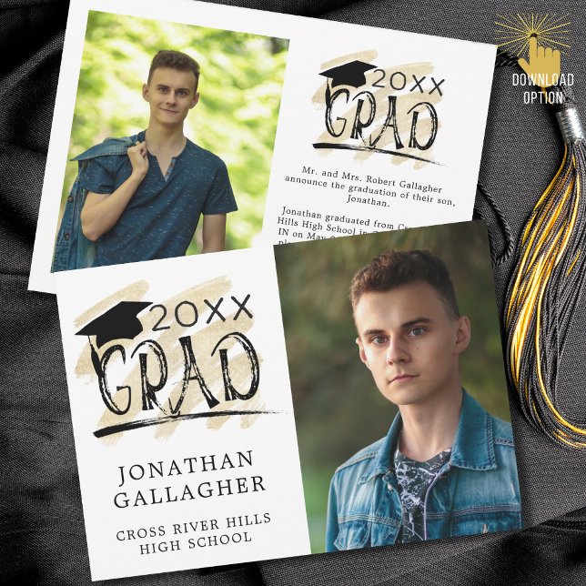 Modern Graduation Black Gold Grad 2 Photos (Creator Uploaded)