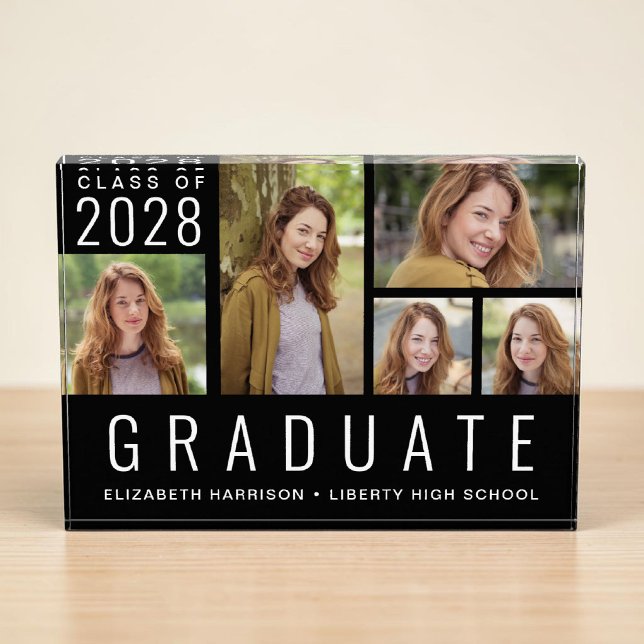 Modern Graduation Black Photo Block (Modern Graduation Photo Collage Block)
