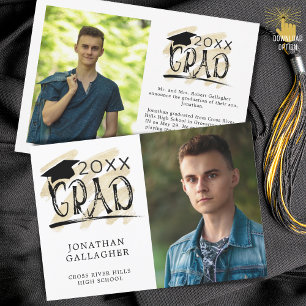 Modern Graduation Brush Typography Grad 2 Photos A Announcement