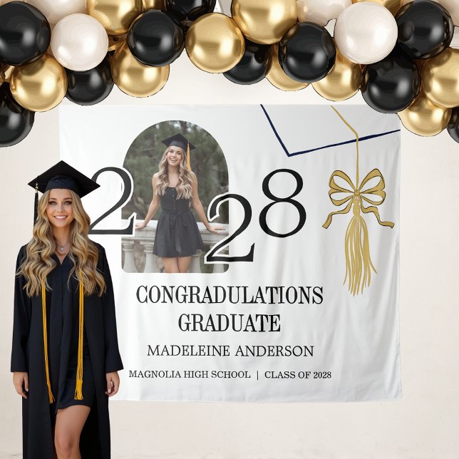 Modern Graduation Cap  and Tassel Gold Photo Tapestry (Creator Uploaded)