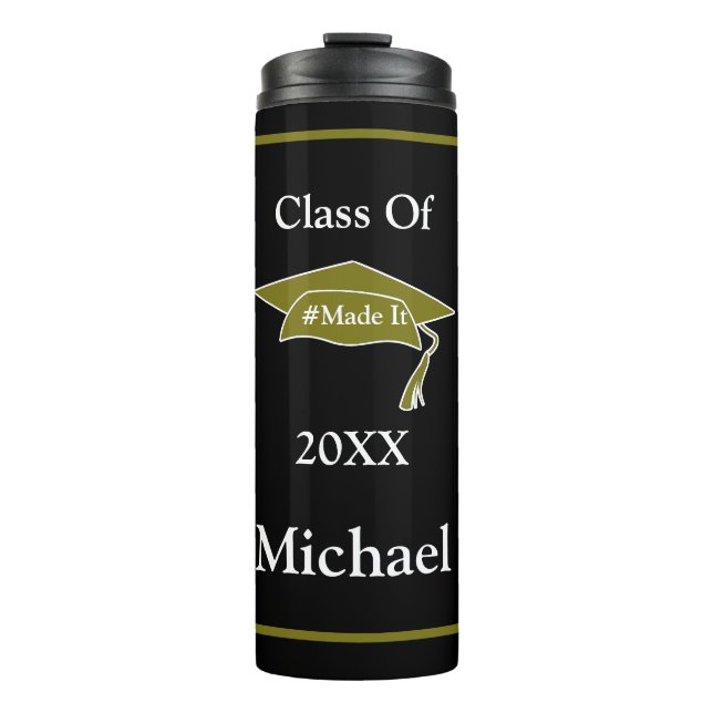 Modern Graduation Cap Class of Personalized   Thermal Tumbler (Front)