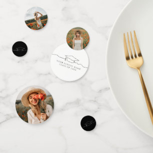 Modern Graduation Cap Line Art Photo  Confetti