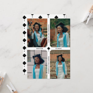Modern Graduation Cap Multi Photo Graduation Card