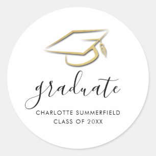 Modern Graduation Cap Tassel 2025 Grad Classic Round Sticker