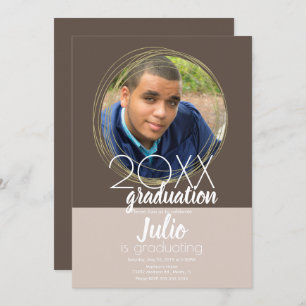 Modern Graduation Celebration Two Tone Photo Invitation