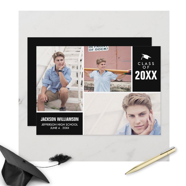 Modern Graduation Class of 20XX Photo Collage Invitation (Creator Uploaded)