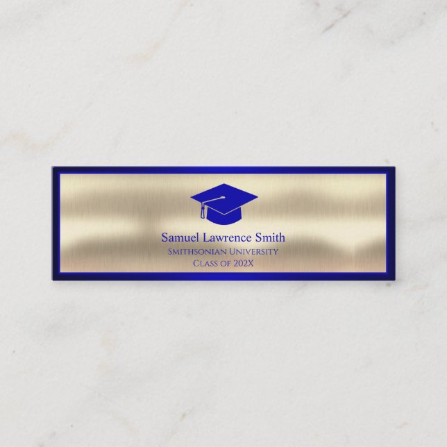 Modern Graduation Class of Name Insert Blue Gold  (Front)