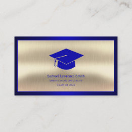 Modern Graduation Class of Student Blue Gold Business Card