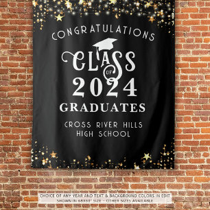 Modern Graduation Class Year Congrats Backdrop Tapestry