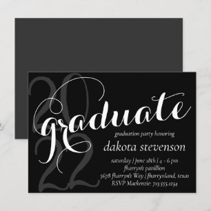 Modern Graduation   Classic Black Grey White Invitation