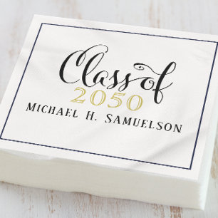 Modern Graduation Classic Mortarboard Black Gol Napkin