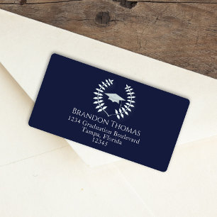 Modern Graduation Classic Mortarboard Navy Blue Label