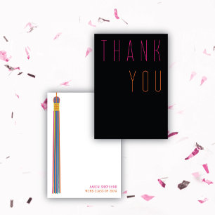 Modern Graduation Colorful Typography Thank You Card
