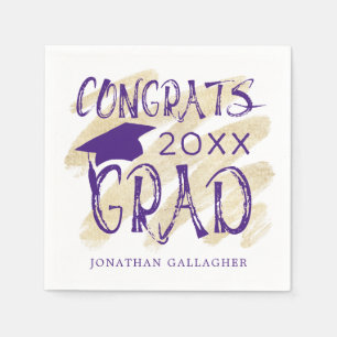 Modern Graduation Congrats Grad Cap Custom Colours Napkin