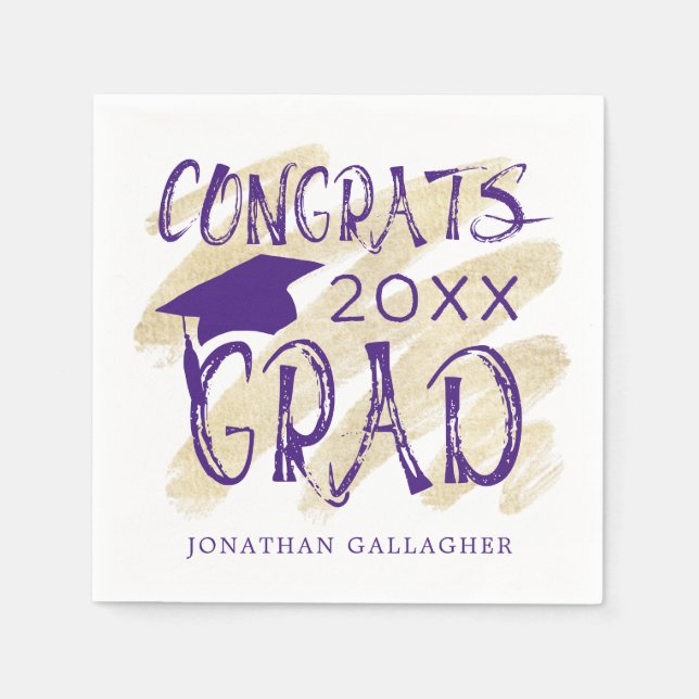 Modern Graduation Congrats Grad Cap Custom Colours Napkin (Front)