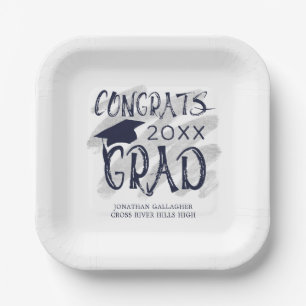 Modern Graduation Congrats Grad Cap Custom Colours Paper Plate