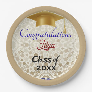 Modern Graduation Congratulations Moroccan Zellige Paper Plate