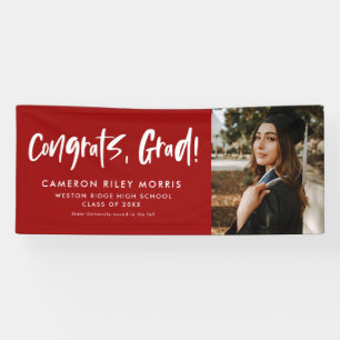 Modern graduation congratulations red photo banner