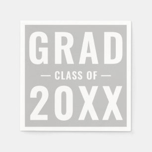 Modern graduation custom class year light grey napkin
