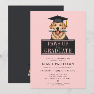 Modern Graduation Golden Retriever with Grad Hat Invitation