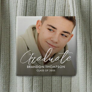 Modern Graduation Graduate Photo 2 Inch Square Button