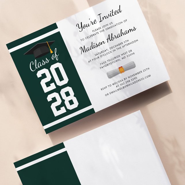 Modern Graduation Green and White Grad Party 2023 Invitation (Creator Uploaded)