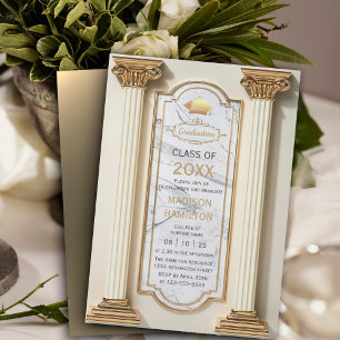 Modern Graduation Invitation with Classical Column