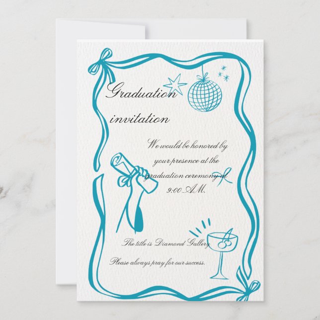 Modern Graduation Invitation with Graduation Cap (Front)