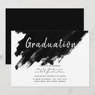 Modern Graduation Invites - Paint black white
