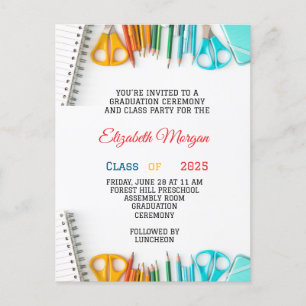 modern graduation kids preschool school postcard