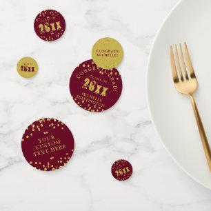 Modern Graduation Maroon Gold Confetti Class Year