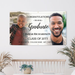 Modern Graduation Men Photo Collage Personalized Banner