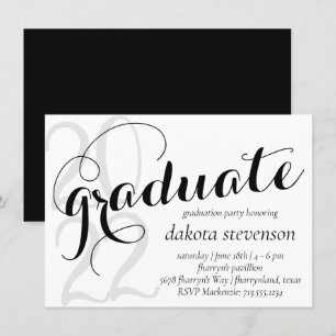 Modern Graduation   Minimal Black Classic Script Invitation