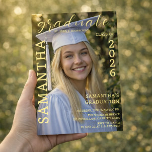 Modern Graduation Name Photo Design Invitation
