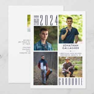 Modern Graduation Navy Blue 5 Photo Announcement