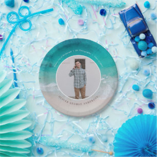 Modern graduation ocean beach modern photo travel paper plate