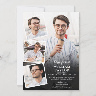 Modern Graduation Party 5 Photo Collage  Invitatio Invitation