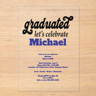 Modern Graduation Party Acrylic Invitations